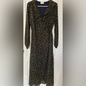 Navy floral wrap dress